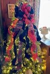 The Sapphire Red & Navy Velvet Christmas Tree Topper Bow