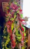 The Sicilia Red Green & White Christmas Tree Topper Bow