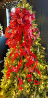 The Enya Red & White Snowflake Christmas Tree Topper Bow