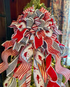The Mabel Red Black & White Cardinal Christmas Tree Topper Bow