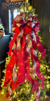 The Adeline Red & Navy Scottish Plaid Christmas Tree Topper Bow