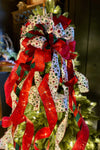 The Simone Red Green & Gold Christmas Tree Topper Bow