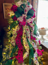 The Barbie Fuchsia Pink & Lime Green Whimsical Christmas Tree Topper Bow