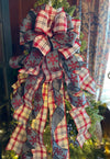 The Lydia Red & Cream Plaid Snowflake Christmas Tree Topper Bow