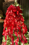 The Cupid Red & White Snowflake Christmas Tree Topper Bow