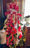 The Ruby Red Silver & White XL Christmas Tree Topper Bow