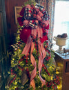 The Renee red black & white cardinal luxury Christmas Tree Topper Bow