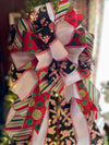 The Betsy Red Black Green & White Christmas Tree Topper Bow