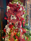 The Queenie Red white & green XXL Christmas Tree Topper Bow, Christmas tree trimming bow, long streamer bow, christmas decor
