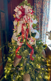 The Marietta Red White & Gold Christmas Tree Topper Bow