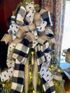 The Tonya White & Black Christmas Tree Topper Bow