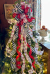 The Jester Red Black & White Christmas Tree Topper Bow