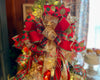 The Joyeux Red & Green Whimsical Polka Dot Christmas Tree Topper Bow