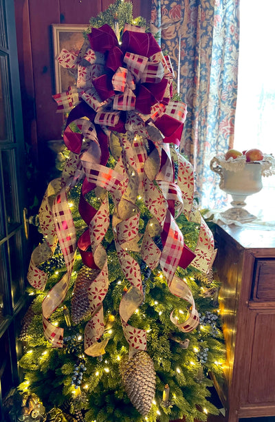 The Carmella Burgundy Velvet Christmas Tree Topper Bow