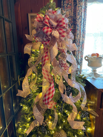 The Princess Pink & Rose Gold Christmas Tree Topper Bow