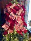 The Aphrodite red & cream luxury Christmas Tree Topper Bow