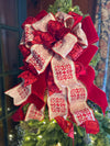 The Aphrodite red & cream luxury Christmas Tree Topper Bow