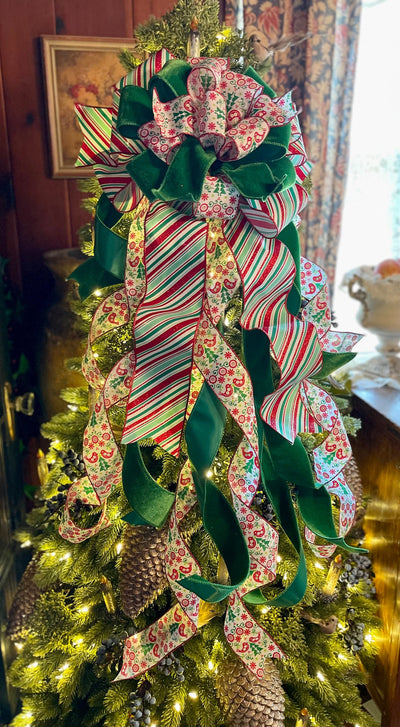 The Greta Red Green Christmas Tree Bow
