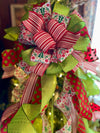 The Sicilia Red Green & White Christmas Tree Topper Bow