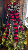 The Karen Red Black & White Check Christmas Tree Topper Bow