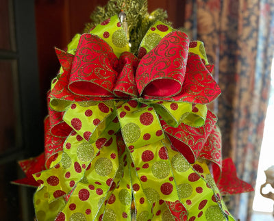 The Joanna Red Lime Green Polka Dot Christmas tree box