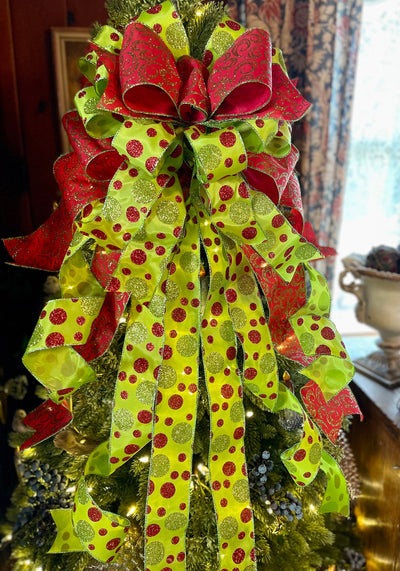 The Joanna Red Lime Green Polka Dot Christmas tree box