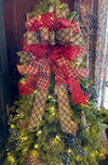 The Shannon Red & Green Christmas Tree Topper Bow