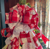 The Ruby Red Silver & White XL Christmas Tree Topper Bow