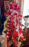 The Ruby Red Silver & White XL Christmas Tree Topper Bow