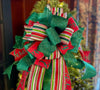 The Tiffany Red Green & White Christmas Tree Topper Bow