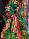 The Tiffany Red Green & White Christmas Tree Topper Bow