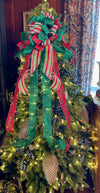 The Tiffany Red Green & White Christmas Tree Topper Bow