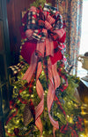 The Renee red black & white cardinal luxury Christmas Tree Topper Bow