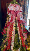 The Ginger Red & White Gingerbread Christmas Tree Topper Bow