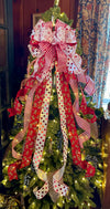 The Ginger Red & White Gingerbread Christmas Tree Topper Bow