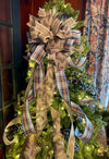 The Nora Beige & Navy Plaid Christmas Tree Topper Bow