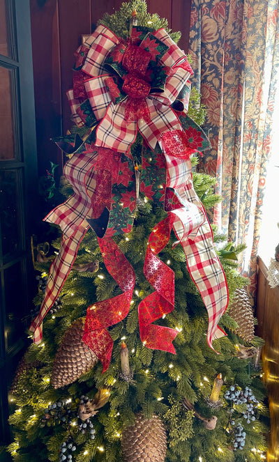 The Rebecca Plaid Christmas Tree Topper Bow