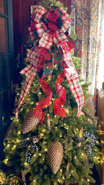 The Rebecca Plaid Christmas Tree Topper Bow