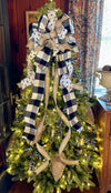 The Tonya White & Black Christmas Tree Topper Bow