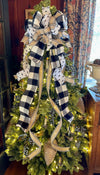The Tonya White & Black Christmas Tree Topper Bow