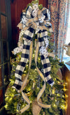 The Tonya White & Black Christmas Tree Topper Bow