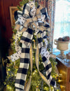 The Tonya White & Black Christmas Tree Topper Bow