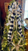 The Tonya White & Black Christmas Tree Topper Bow
