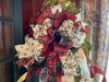 The Maggie Red Black Green & White Christmas Tree Topper Bow