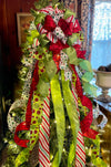 The Betty Lou Red Pink & Lime Green Whimsical Christmas Tree Topper Bow