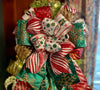 The Bethany Red Gold & Green Nutcracker XXL Christmas Tree Topper Bow