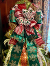 The Bethany Red Gold & Green Nutcracker XXL Christmas Tree Topper Bow