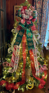 The Bethany Red Gold & Green Nutcracker XXL Christmas Tree Topper Bow