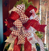 The Allison Red Silver & White XL Snowflake Christmas Tree Topper Bow