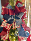 The Dawn Cranberry & Smokey Blue Christmas Tree Topper Bow